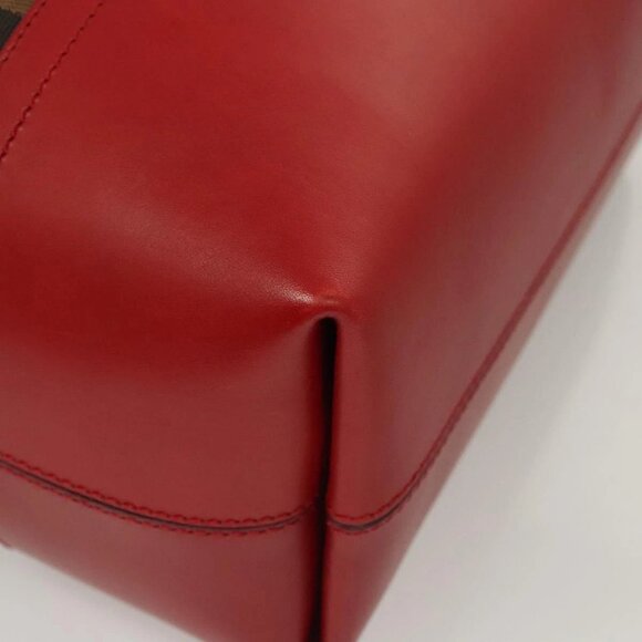 FENDI Pecan Canvas Hand Bag Brown Black Auth 124524 - Picture 5 of 16